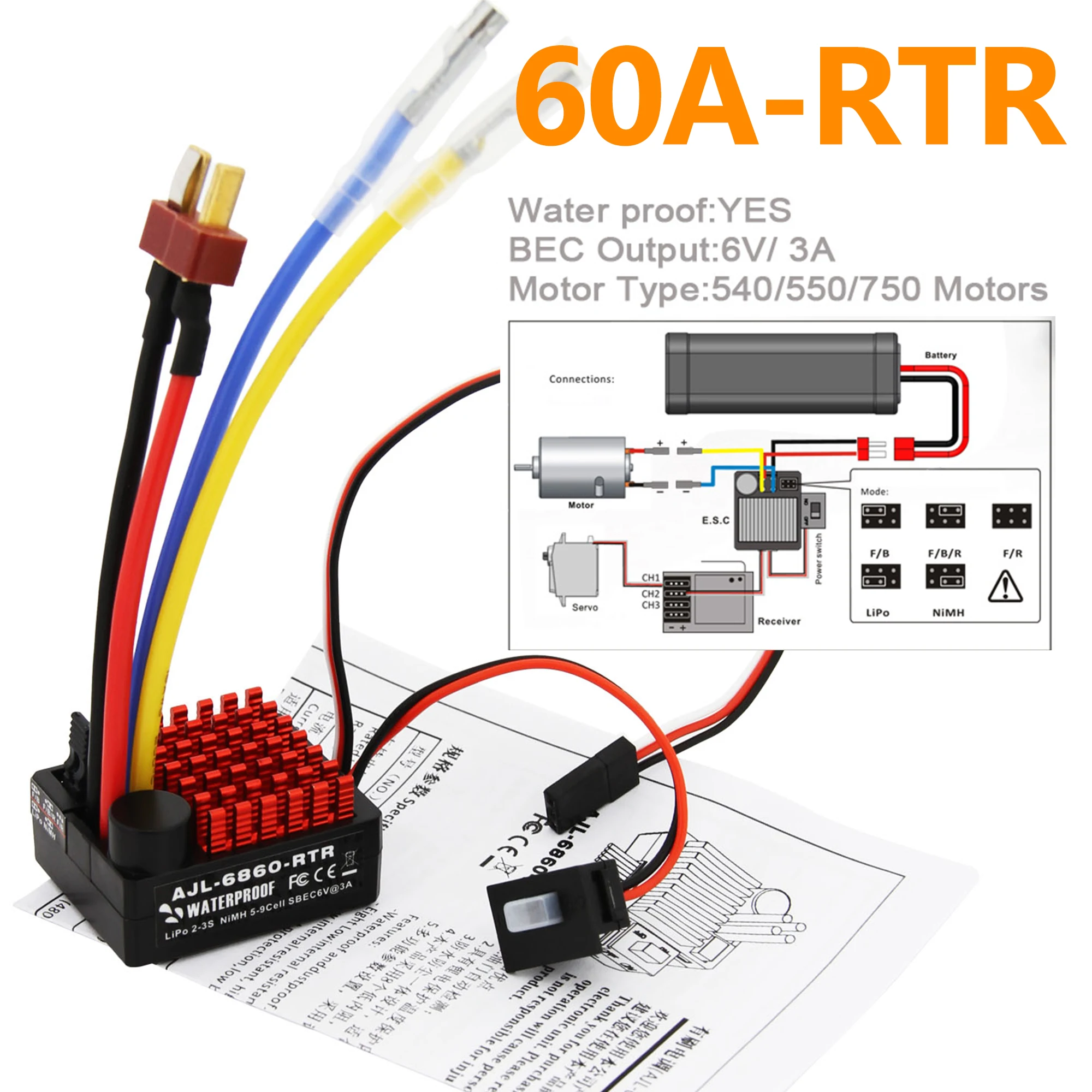540/550/750 motores à prova d' - Esc Waterproof 60A avaliação e preço